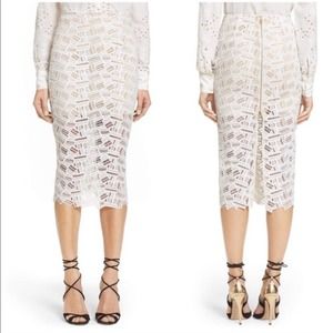 Veronica Beard Eden Lace Slit Pencil Skirt in Size